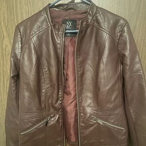 Burgundy New York and Company Moto Jacket